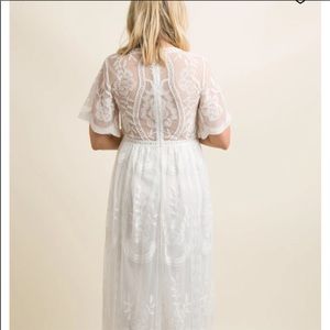 Pinkblush White Maternity Dress Size L Boho Maxi